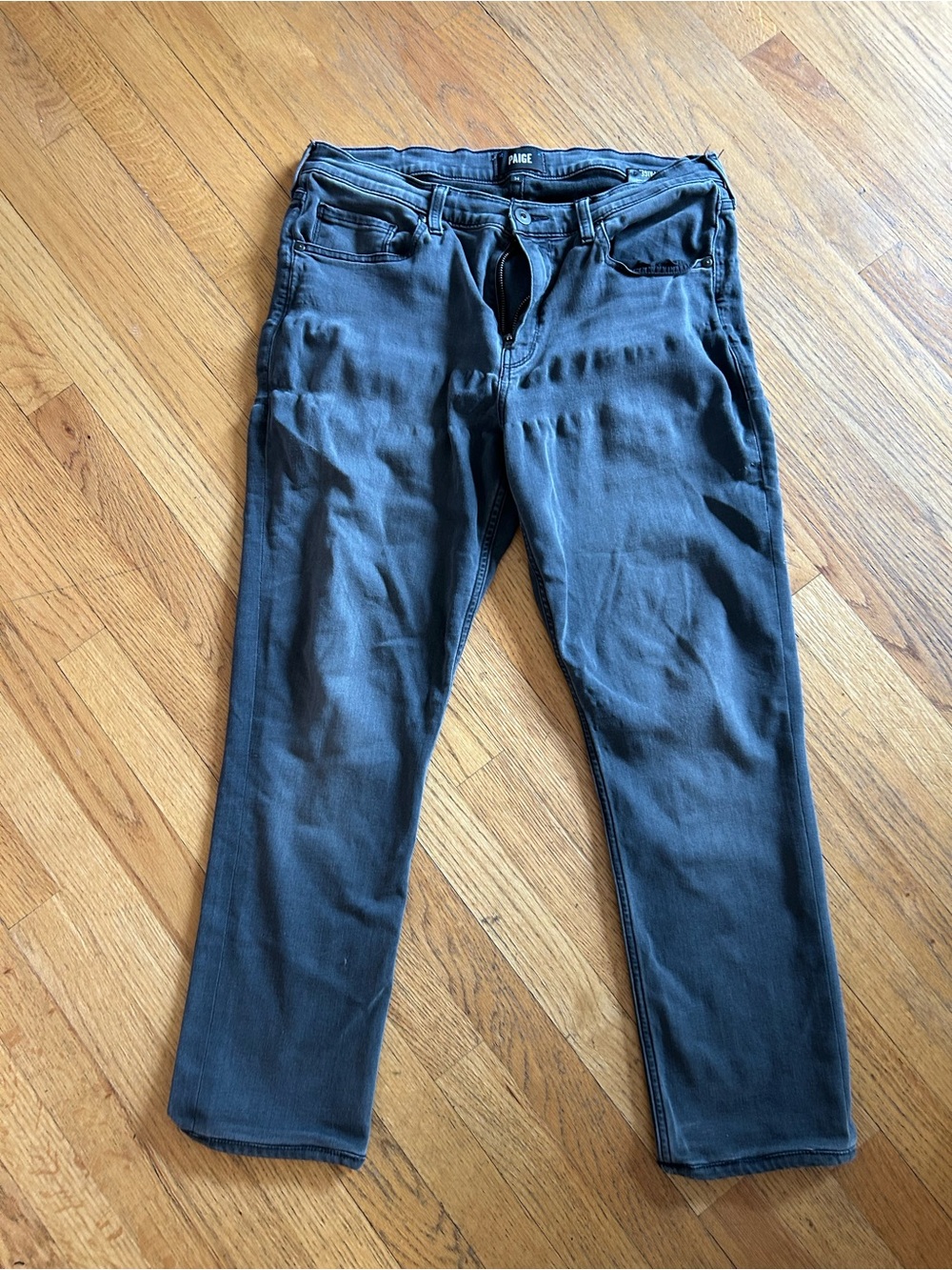 PAIGE Black Slim Straight Jeans with Subtle Fade